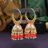 Orange Color Hand Painted Meenakari Earrings (MKE1602ORG)