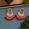 Red Color Kundan Meenakari Earrings (MKE1609RED)