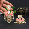 Dark Peach Color Kundan Meenakari Earrings (MKE1610DPCH)