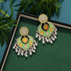 Parrot Green Color Kundan Meenakari Earrings (MKE1611PGRN)