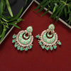 Parrot Green Color Kundan Meenakari Earrings (MKE1612PGRN)