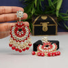 Red Color Kundan Meenakari Earrings (MKE1614RED)
