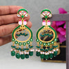 Green Color Kundan Meenakari Earrings (MKE1636GRN)