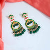 Green Color Kundan Meenakari Earrings (MKE1636GRN)