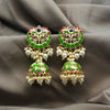 Parrot Green Color Meenakari Earrings (MKE1664PGRN)