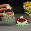 Pista Green Color Kundan Meenakari Earrings (MKE1698PGRN)
