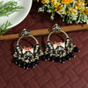 Black Color Hand Painted Kundan Meenakari Earrings (MKE1699BLK)