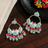 Firozi Color Hand Painted Kundan Meenakari Earrings (MKE1699FRZ)