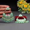 Pista Green Color Hand Painted Kundan Meenakari Earrings (MKE1699PGRN)