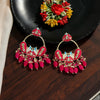 Rani Color Hand Painted Kundan Meenakari Earrings (MKE1699RNI)