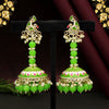 Parrot Green Color Hand Painted Kundan Meenakari Earrings (MKE1701PGRN)