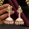 Pink Color Hand Painted Kundan Meenakari Earrings (MKE1701PNK)