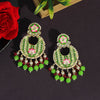Parrot Green Color Kundan Meenakari Earrings (MKE1703PGRN)