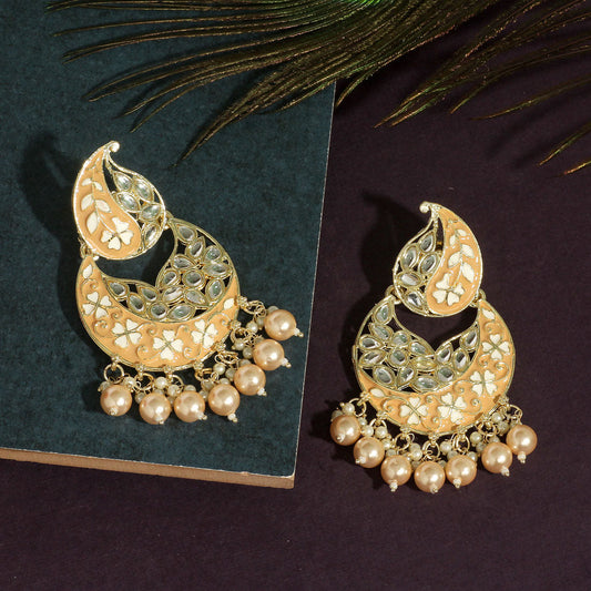 Gold Color Meenakari Earrings (MKE1720GLD)