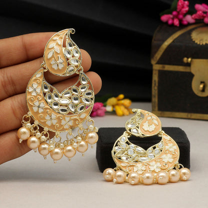 Gold Color Meenakari Earrings (MKE1720GLD)