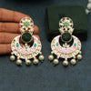 Green Color Carving Stone Meenakari Earrings (MKE1757GRN)