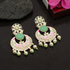 Parrot Green Color Carving Stone Meenakari Earrings (MKE1757PGRN)