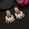 Pink Color Carving Stone Meenakari Earrings (MKE1757PNK)