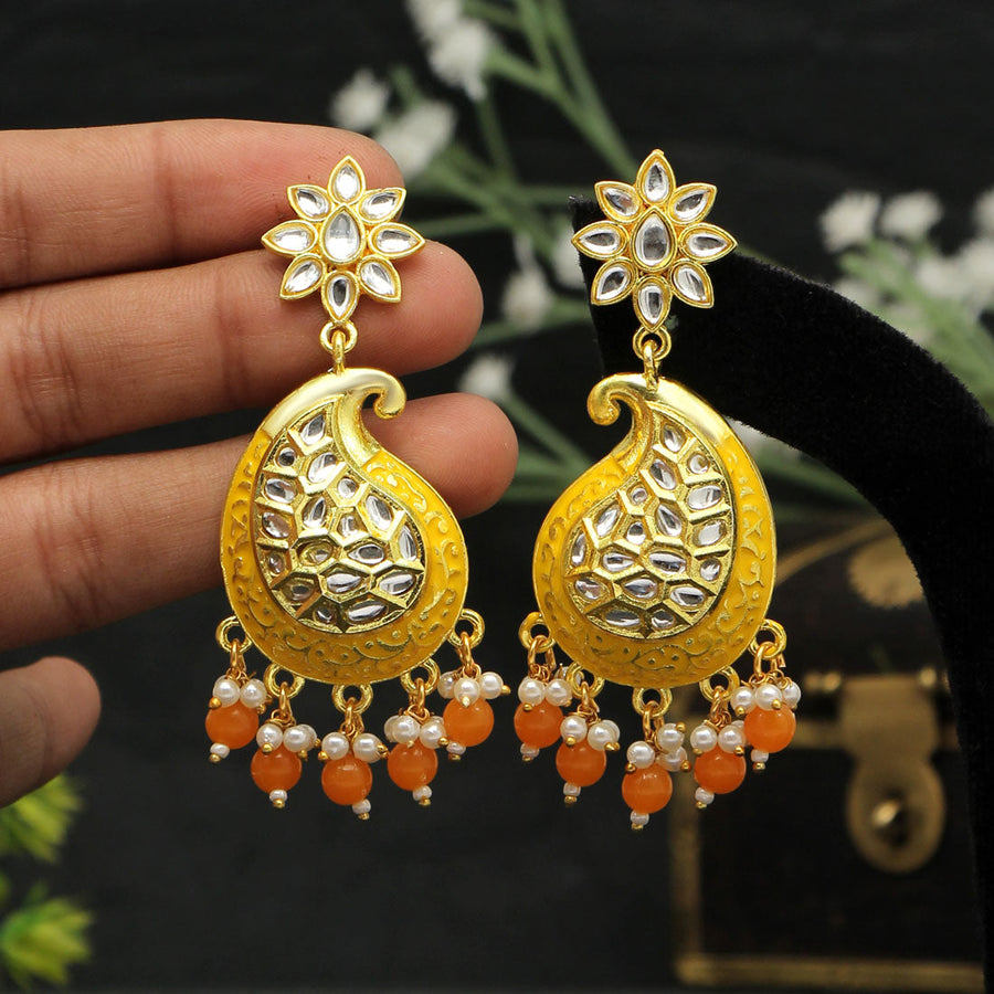 Buy Divino Pink Sugar Meenakari Earrings online