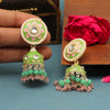 Parrot Green Color Meenakari Earrings (MKE1774PGRN)