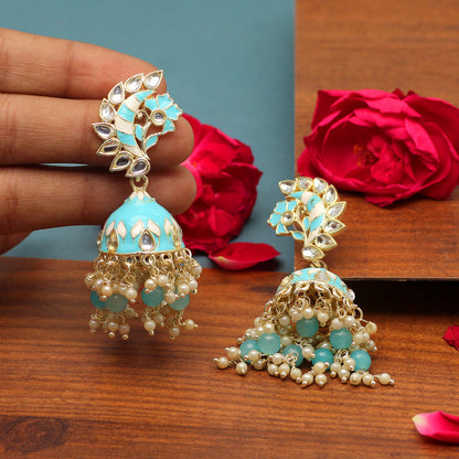 Firozi Color Meenakari Earrings (MKE1775FRZ)