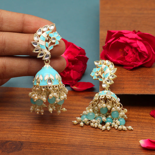Firozi Color Meenakari Earrings (MKE1775FRZ)