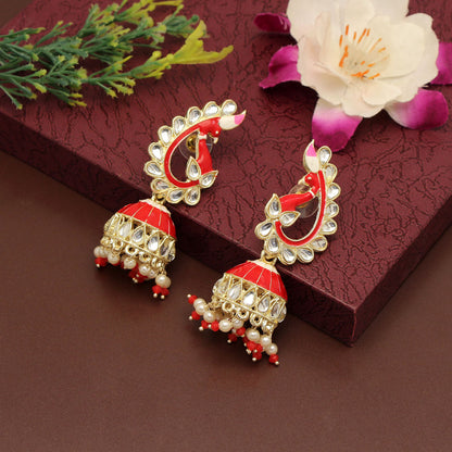 Red Color Meenakari Earrings (MKE1786RED)