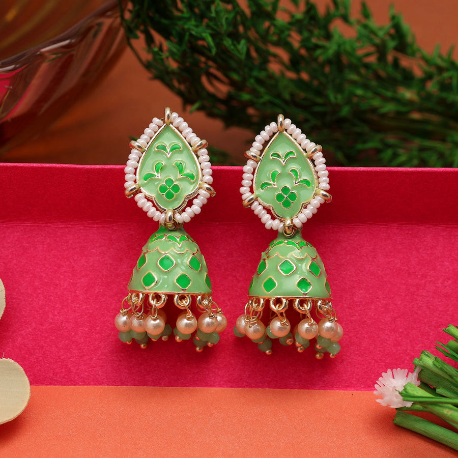 Parrot green colour earrings Clearance