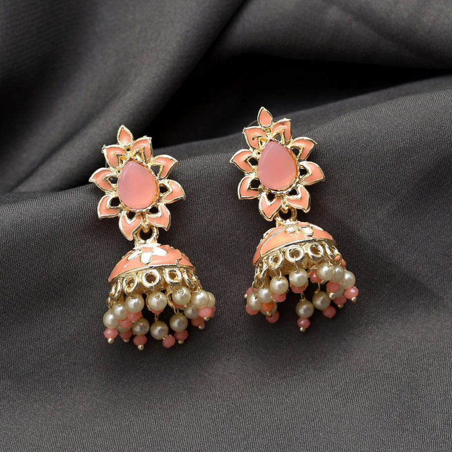 Elegant Peach Pink / Dark Grey Swarovski Pearls Dangle Earrings - Shop  AnnaJewelleryStudio Earrings & Clip-ons - Pinkoi
