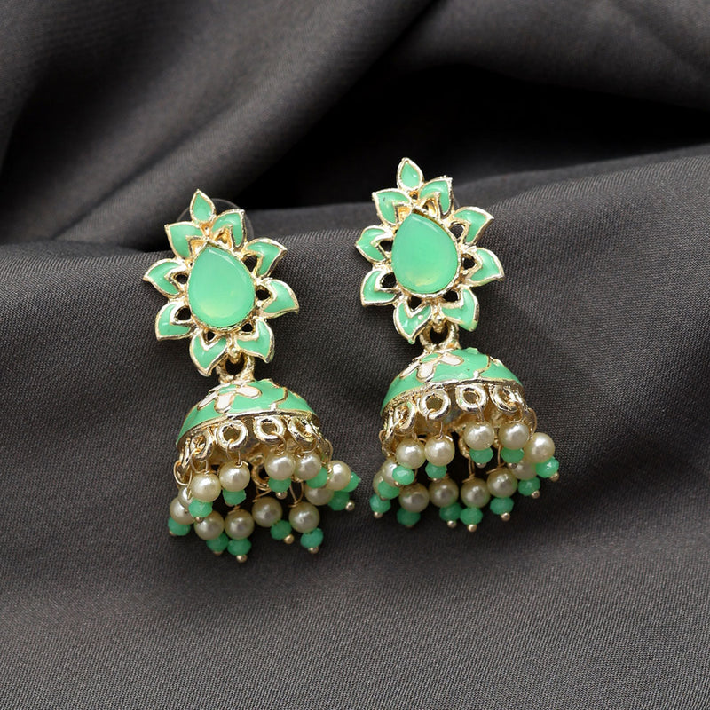 Buy Parrot Green Meenakari Earrings Online From Wholesale Salwar.