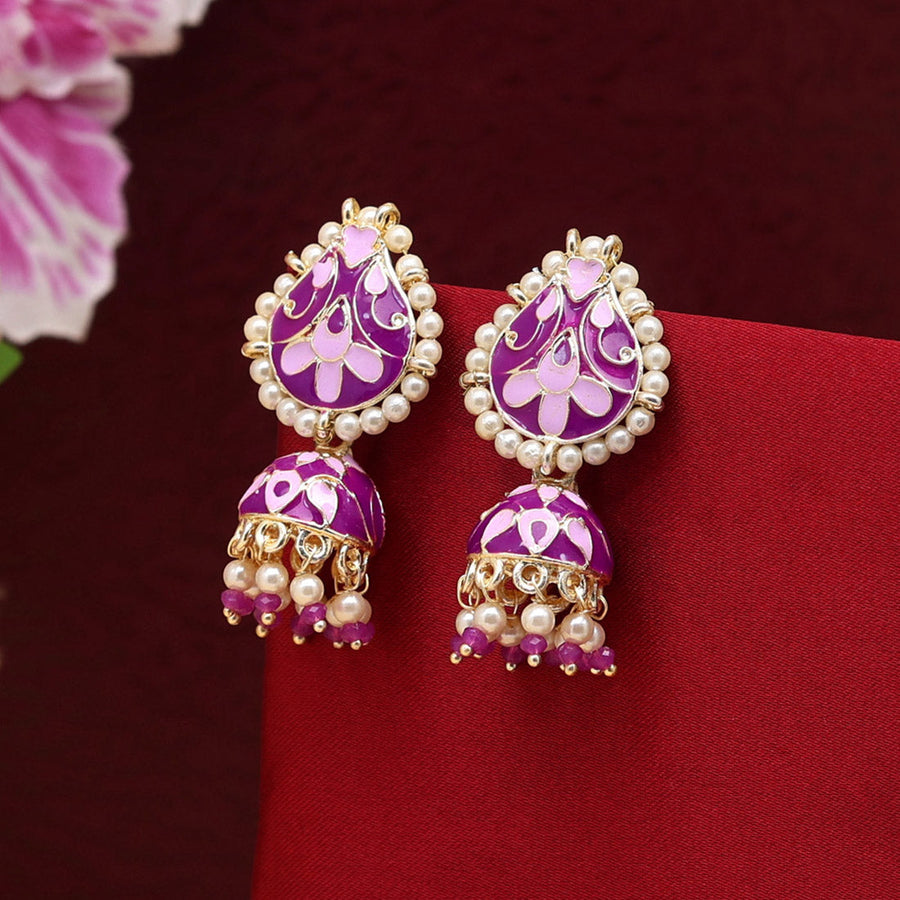 Buy thread trends Long Three Step Purple Color Silk Thread Jhumka Earrings  Silk Dori Jhumki Earring at Amazon.in