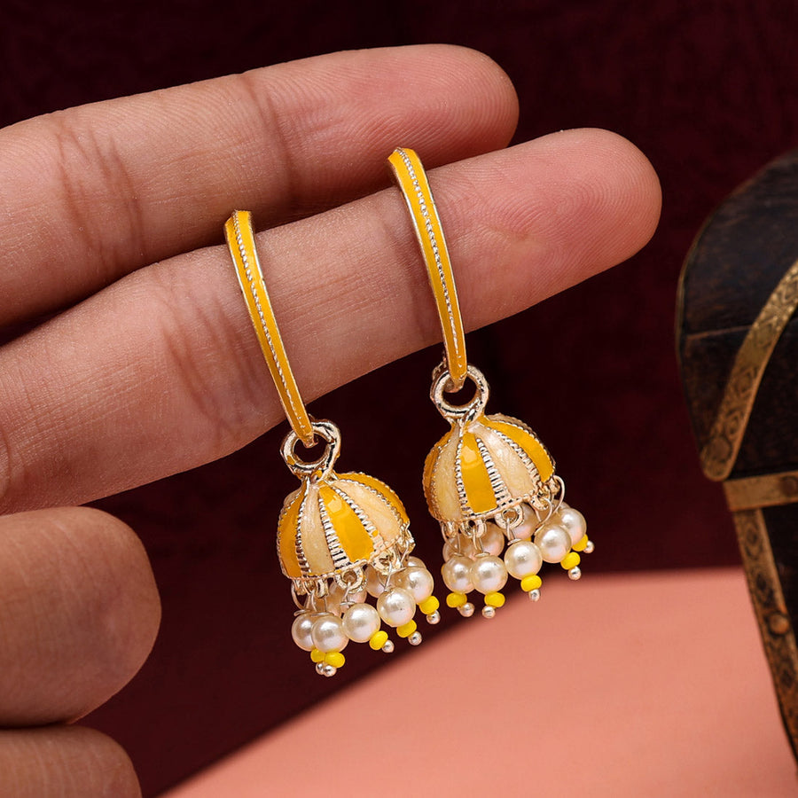 Yellow meenakari earrings Clearance