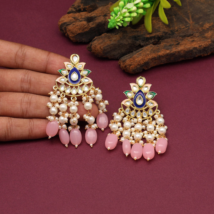 Buy Blue Meenakari Flower Chandelier Earrings | Chandbali Earrings –  Nithilah