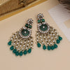 Green Color Kundan Meenakari Earrings (MKE1950GRN)