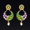 Green & Blue Color Glass Stone Meenakari Earrings (MKE809GRNBLU)