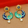 Rama Green & Blue Color Glass Stone Meenakari Earrings (MKE809RGRNBLU)