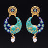 Rama Green & Blue Color Glass Stone Meenakari Earrings (MKE809RGRNBLU)
