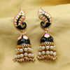 Black Color Imitation Pearl Meenakari Earrings (MKE829BLK)