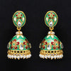 Rama Green Color Kundan Meenakari Earrings (MKE841RGRN)