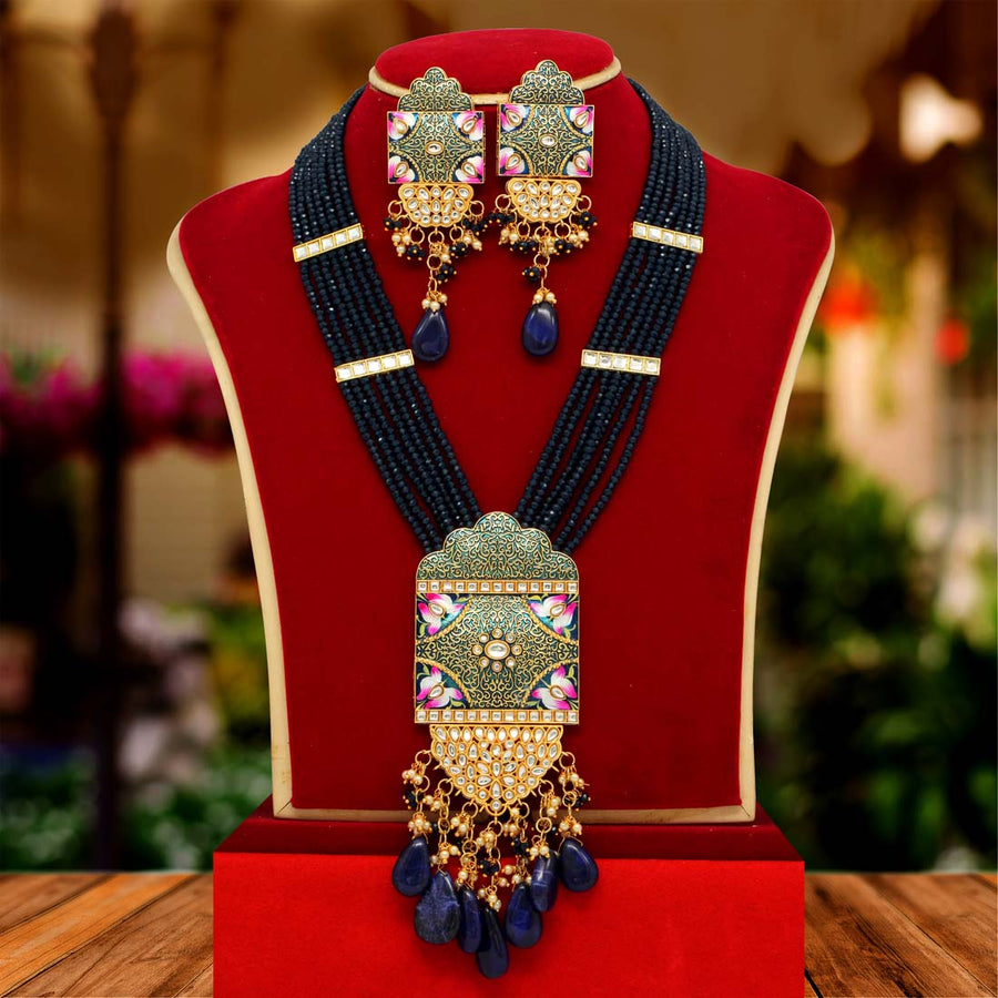 Kundan on sale meenakari necklace