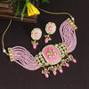 Pink Color Kundan Meenakari Choker Necklace Set (MKN279PNK)