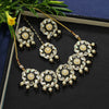 Black Color Mirror Work Meenakari Necklace Set (MKN419BLK)