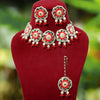 Red Color Mirror Work Meenakari Necklace Set (MKN419RED)