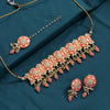 Peach Color Meenakari Choker Necklace Set (MKN420PCH)