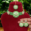 Parrot Green Color Meenakari Choker Necklace Set (MKN425PGRN)