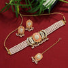 Peach Color Meenakari Choker Necklace Set (MKN426PCH)