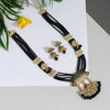 Black Color Kundan Meenakari Necklace Set (MKN435BLK)