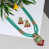 Rama Green Color Kundan Meenakari Necklace Set (MKN443RGRN)