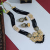 Black Color Kundan Meenakari Necklace Set (MKN444BLK)