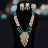 Pink & Rama Green Color Hand Painted Kundan Meenakari Necklace Set (MKN445PNKRGRN)